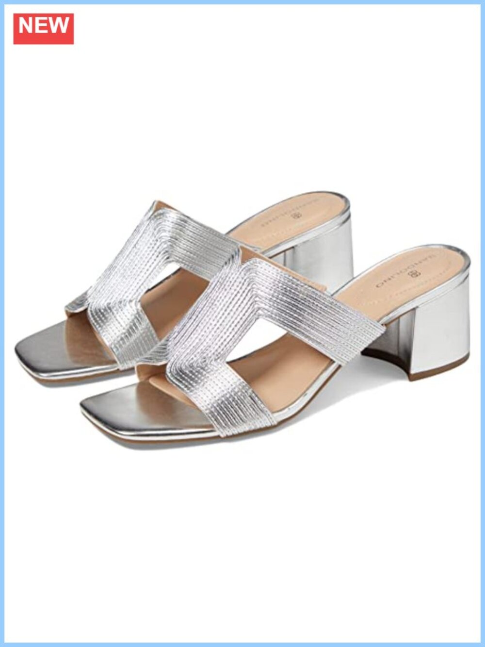 Merily Square Open Toe Block Heel Slip On Sandal Leather